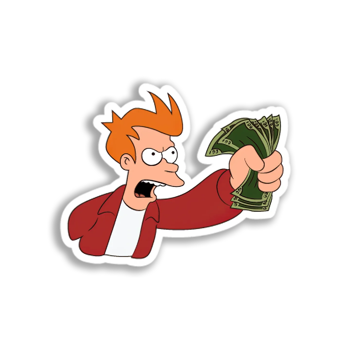 Fry Demands Money Sticker