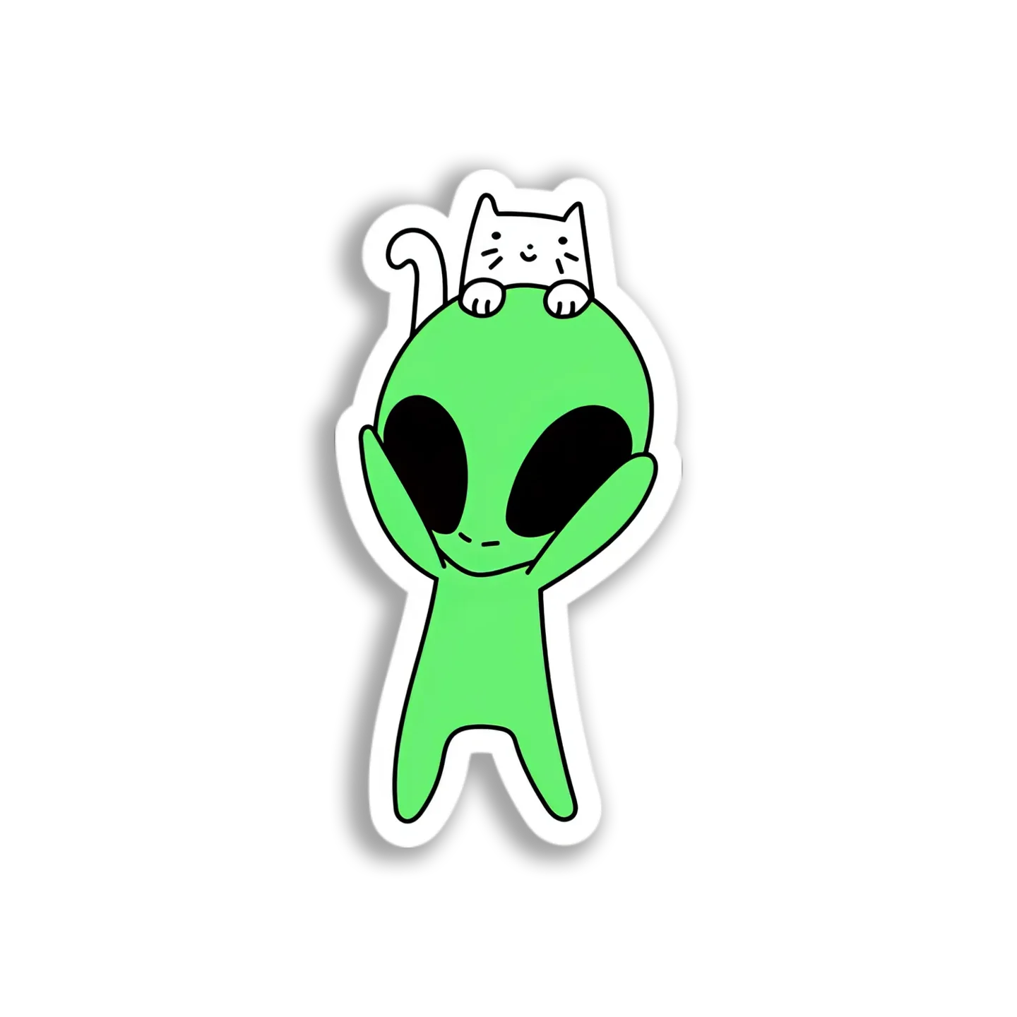 Alien With Cat Sticker