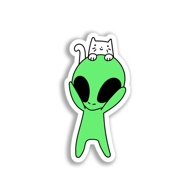 Alien With Cat Sticker