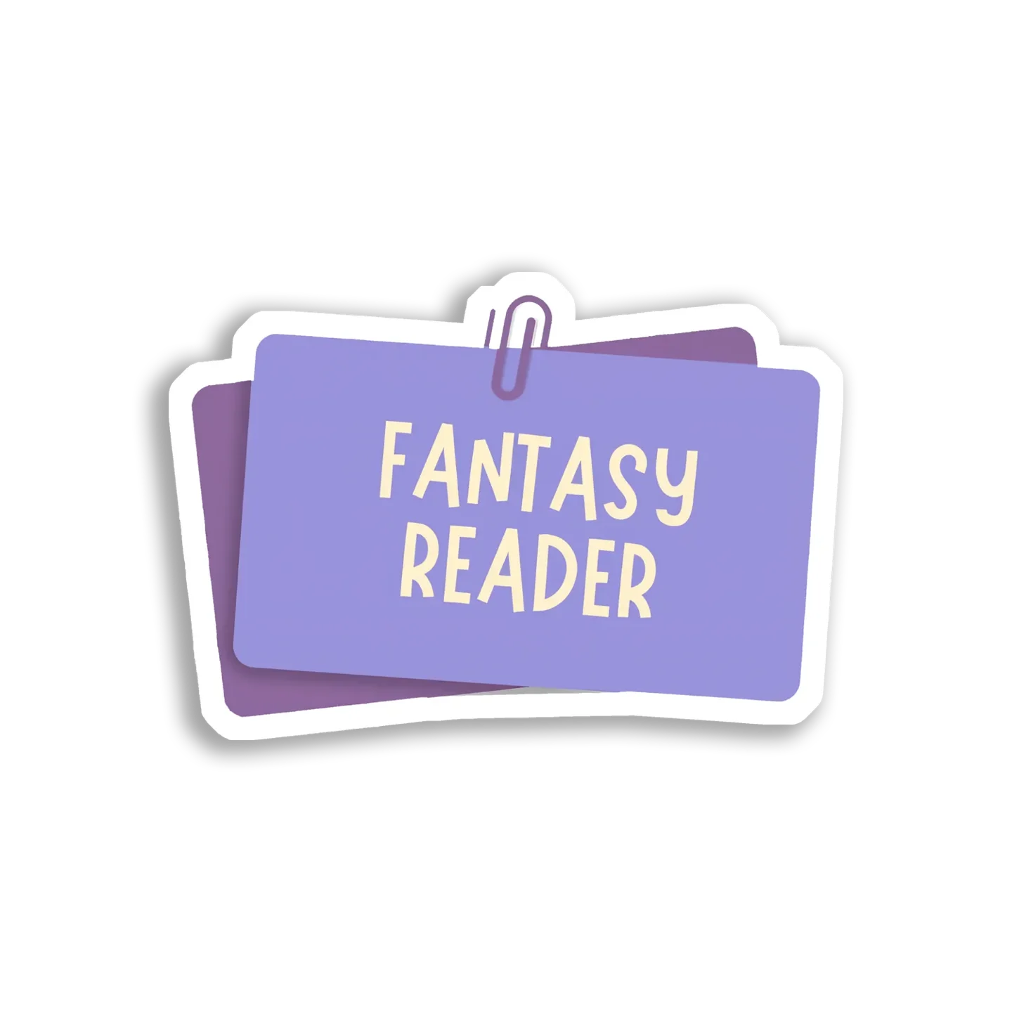 Fantasy Reader on Purple Note Sticker