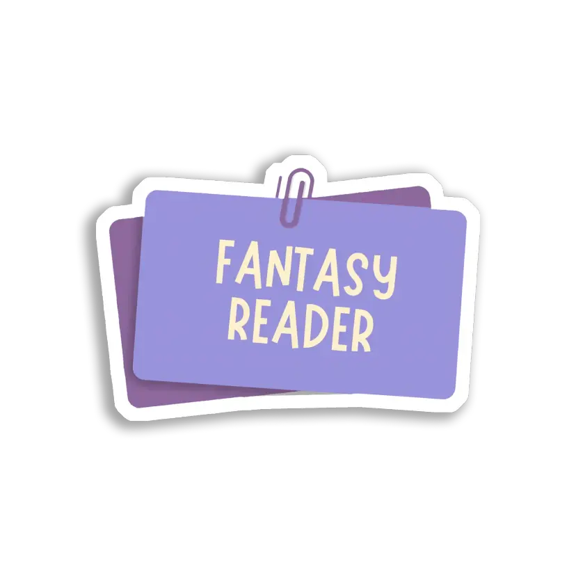 Fantasy Reader on Purple Note Sticker