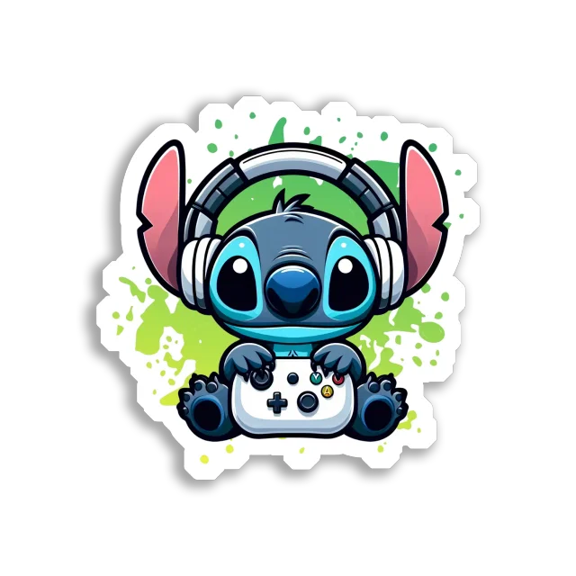 Stitch Plays Video Games Sticker