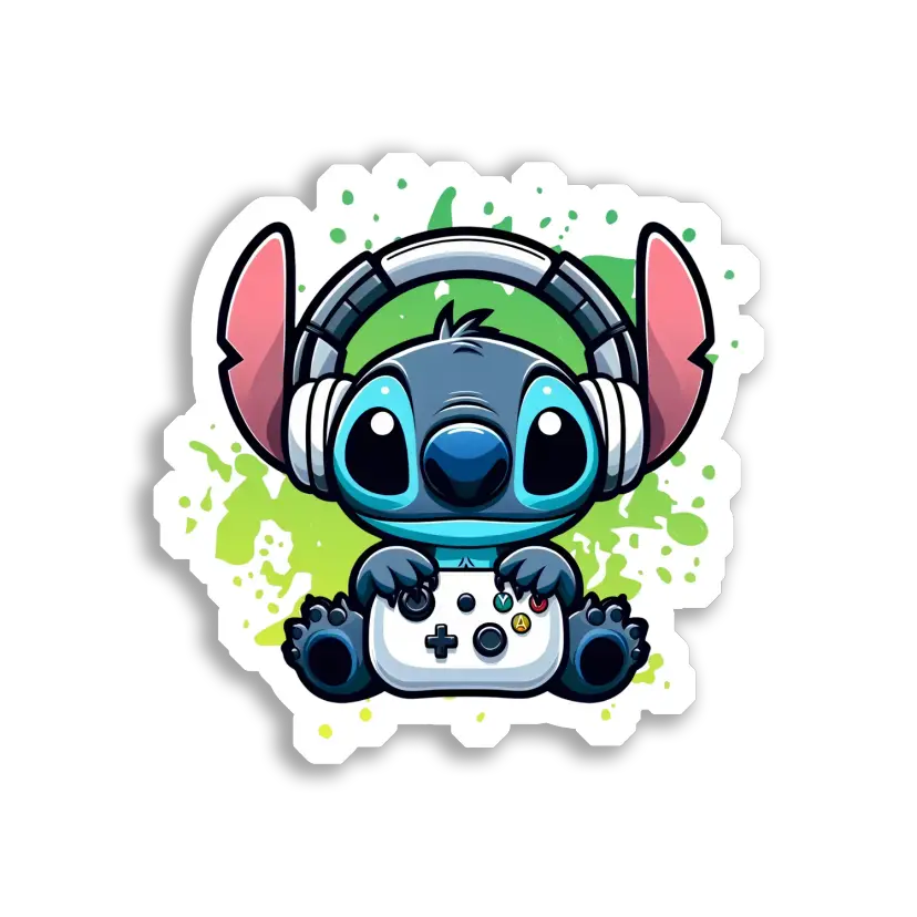 Stitch Plays Video Games Sticker