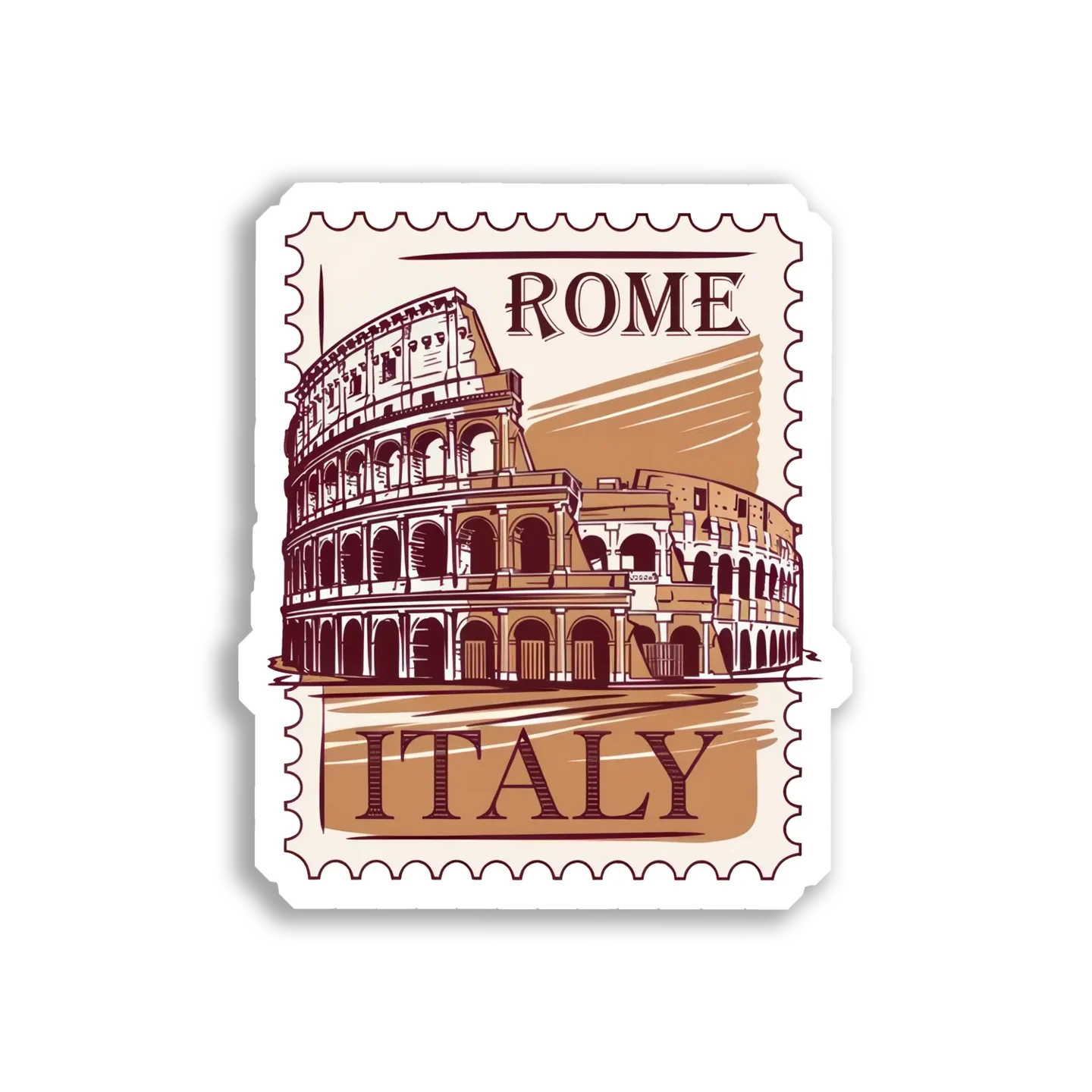 Rome, Italy Colosseum Postage Stamp Sticker