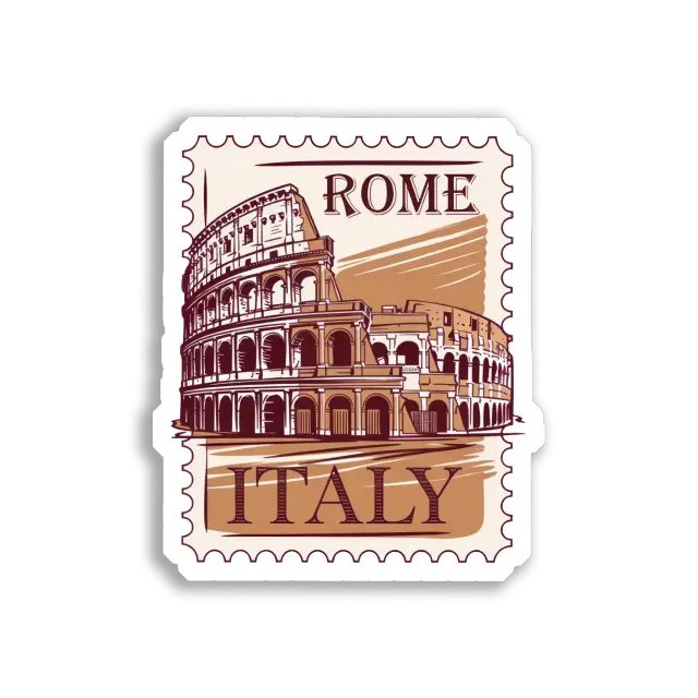 Rome, Italy Colosseum Postage Stamp Sticker