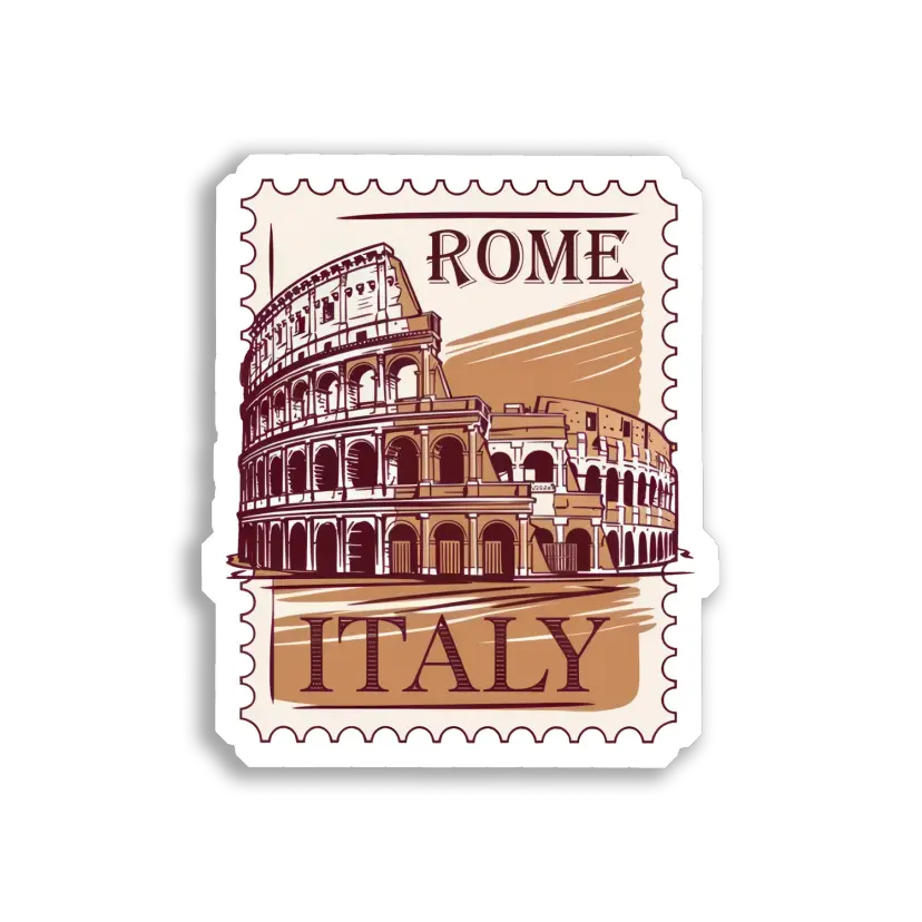 Rome, Italy Colosseum Postage Stamp Sticker