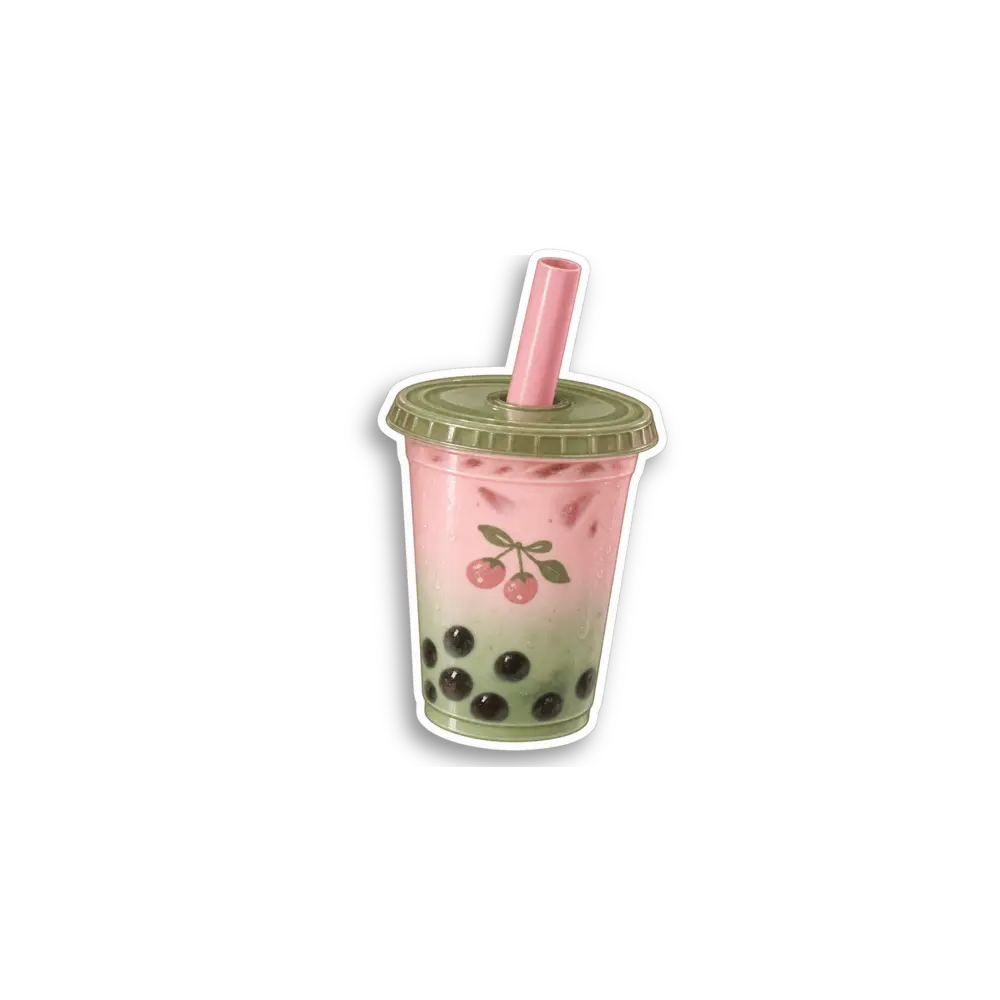 Pink Matcha Boba Sticker