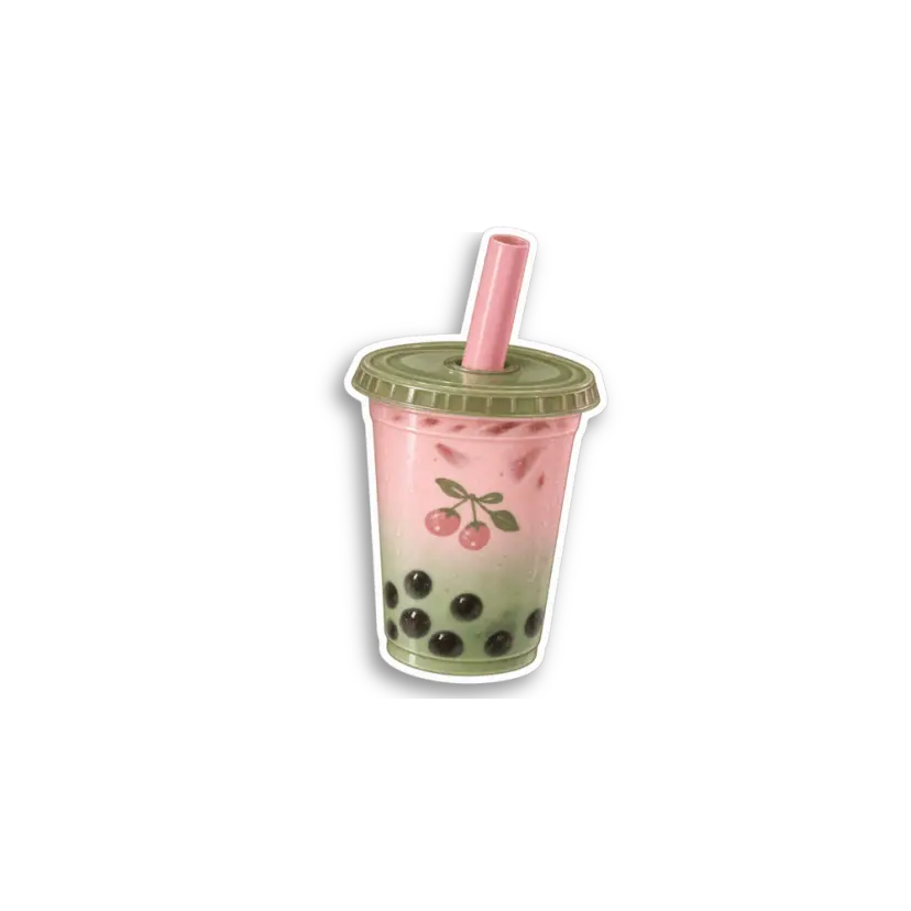 Pink Matcha Boba Sticker