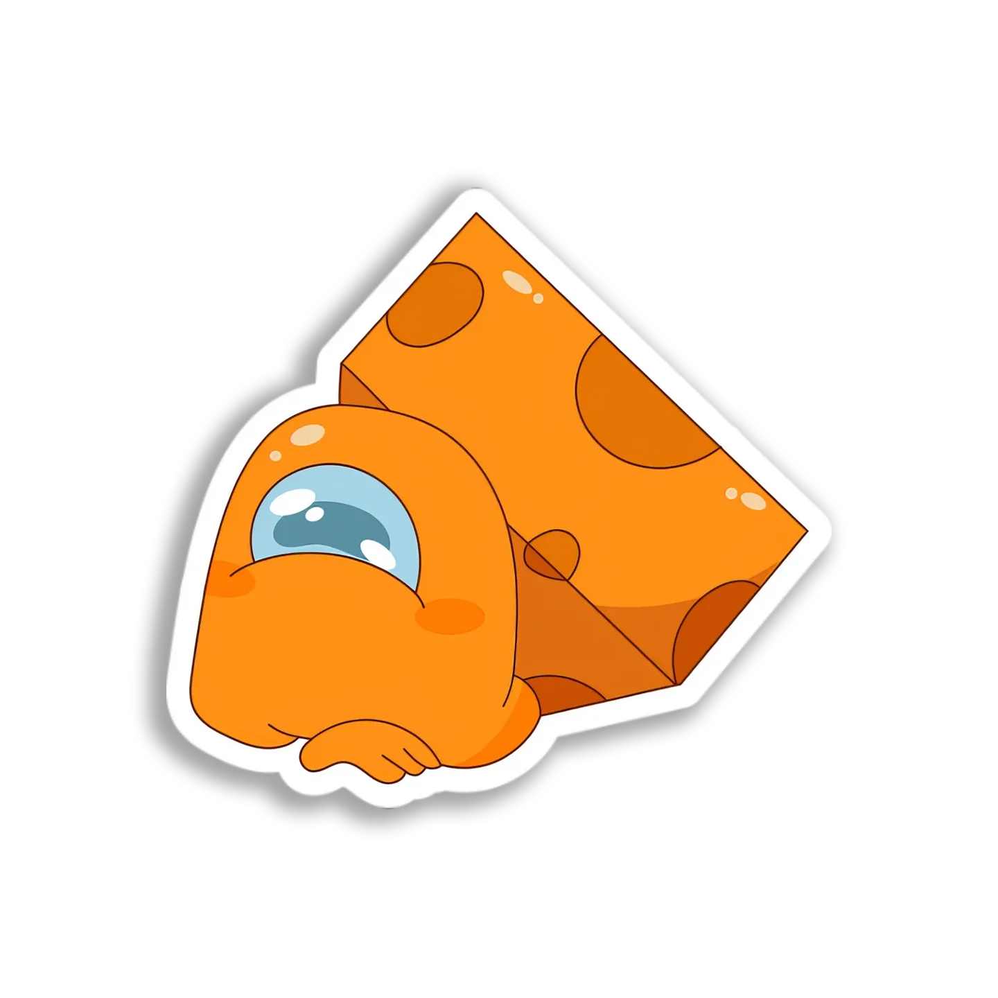 Orange Crewmate Cheese Block Sticker