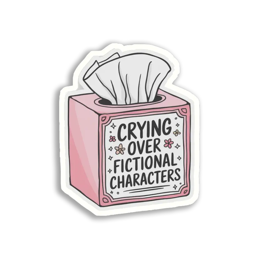 Crying Over Fictional Characters Tissues Sticker