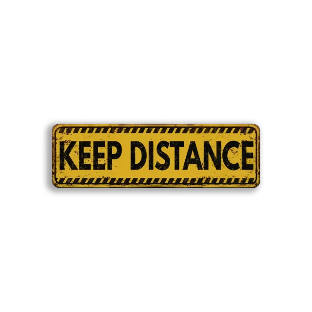 Keep Distance Warning Sign Sticker