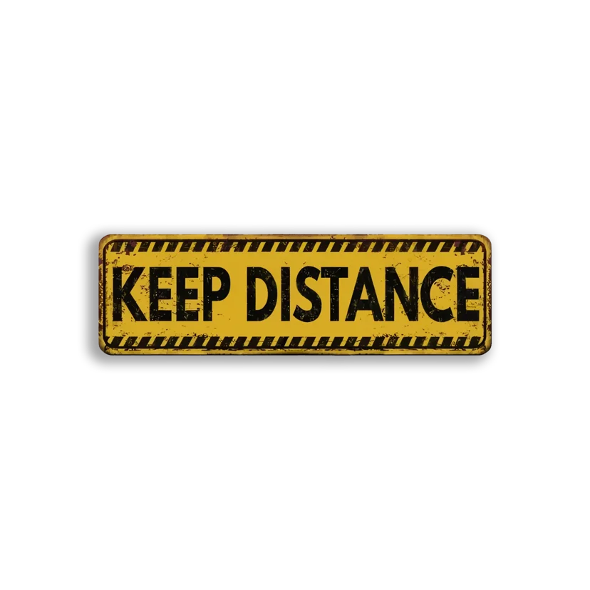 Keep Distance Warning Sign Sticker