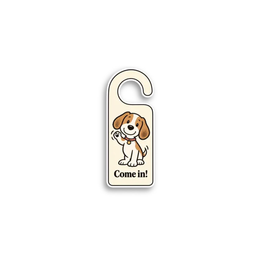 Come In Beagle Door Hanger Sticker