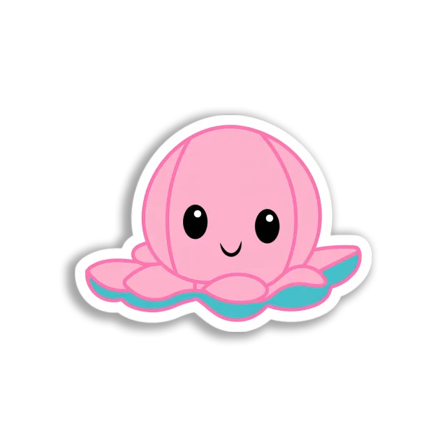Pink Happy Octopus Sticker