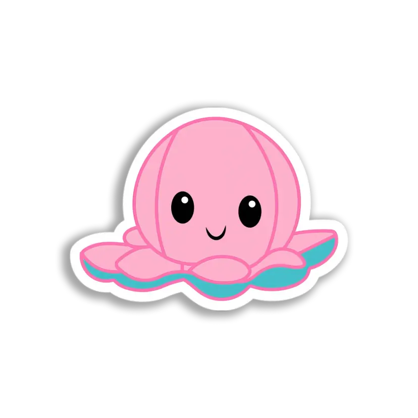 Pink Happy Octopus Sticker