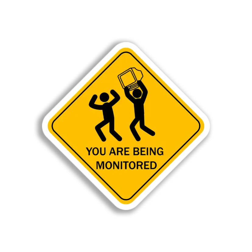 Monitored Warning Sign Sticker