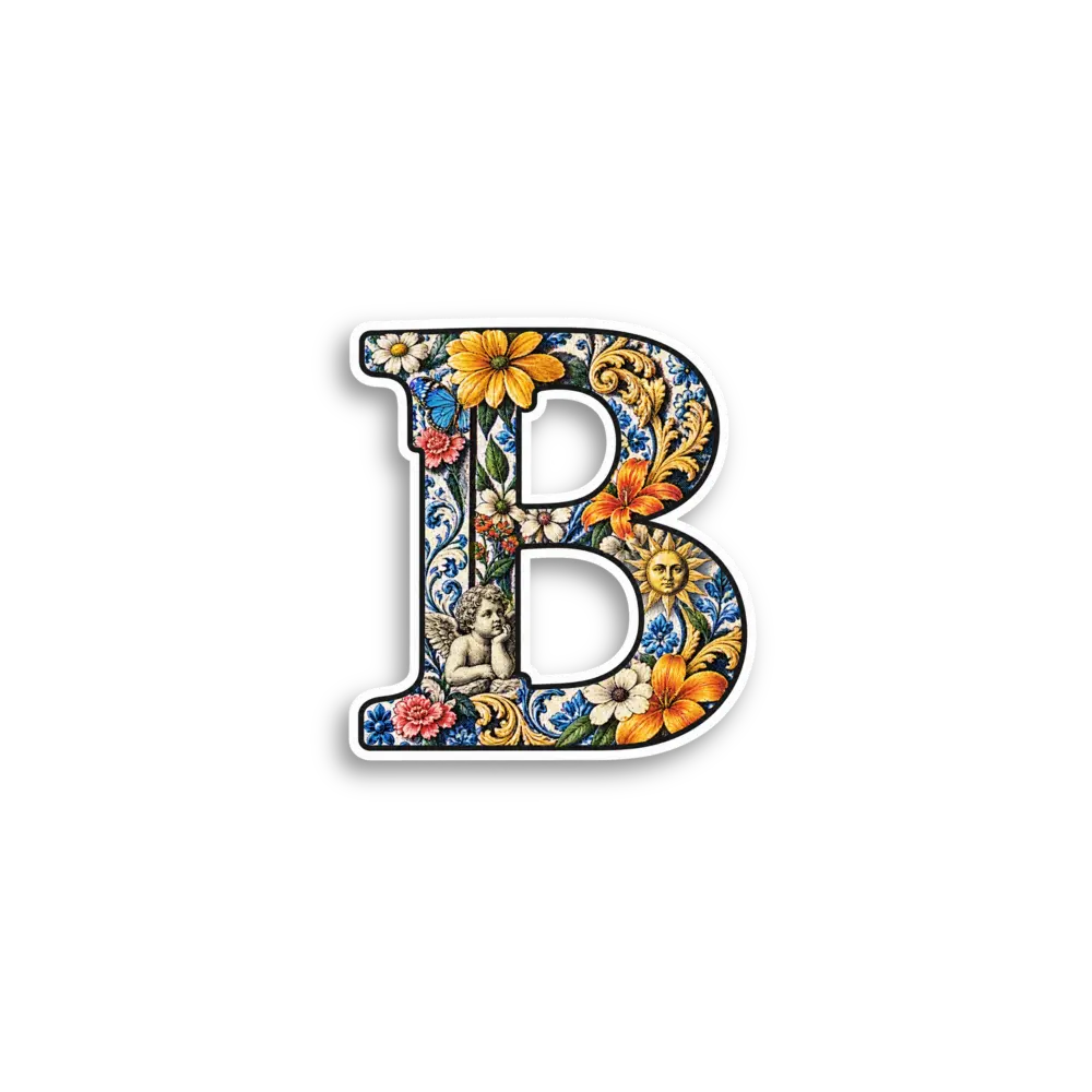 Floral Letter B Sticker