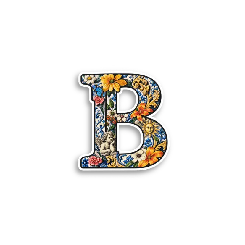 Floral Letter B Sticker