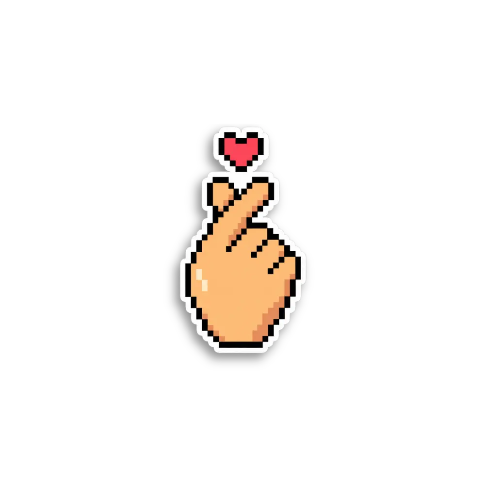 Pixel Finger Heart Sticker