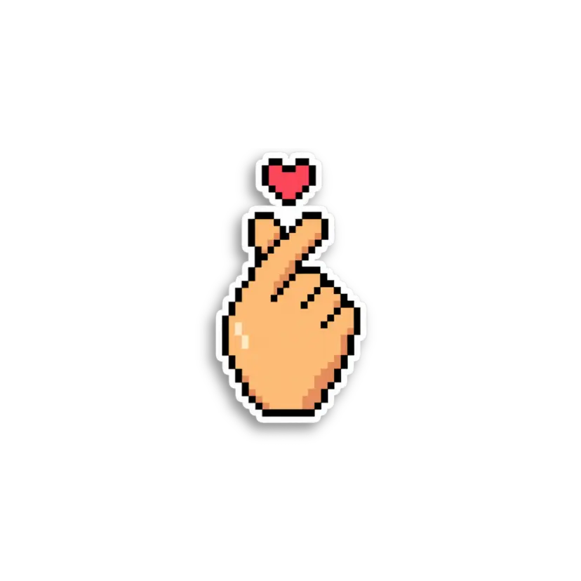 Pixel Finger Heart Sticker