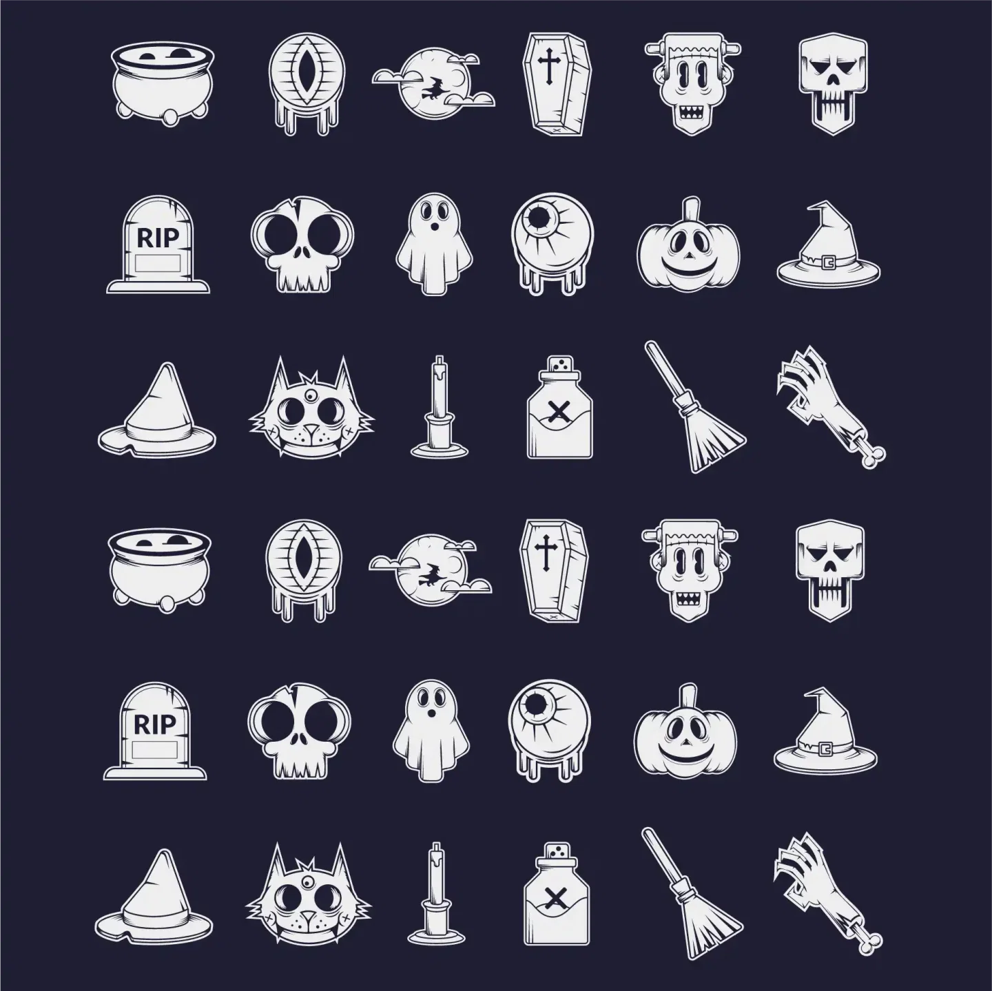 Halloween Silhouettes Stickers Set