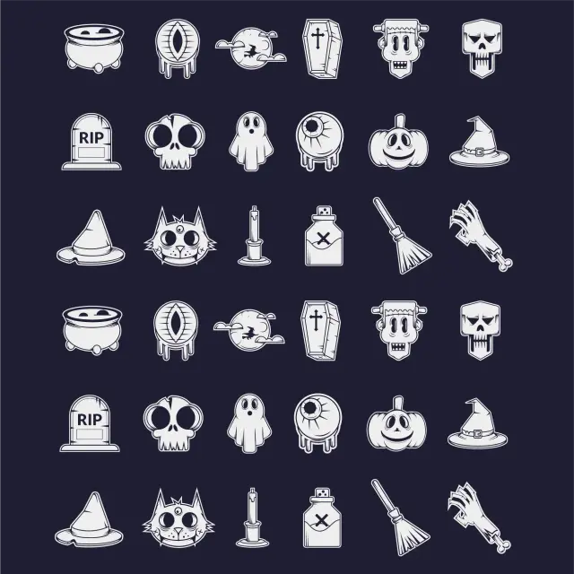 Halloween Silhouettes Stickers Set