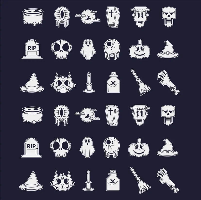Halloween Silhouettes Stickers Set