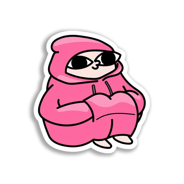 Pink Hooded Figure Sticker