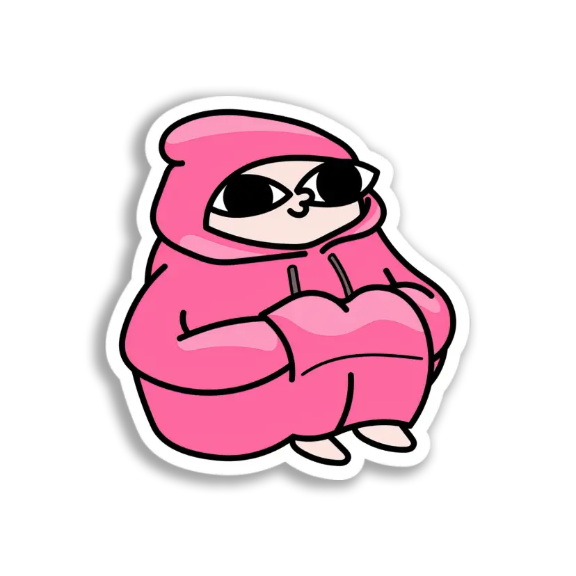 Pink Hooded Figure Sticker
