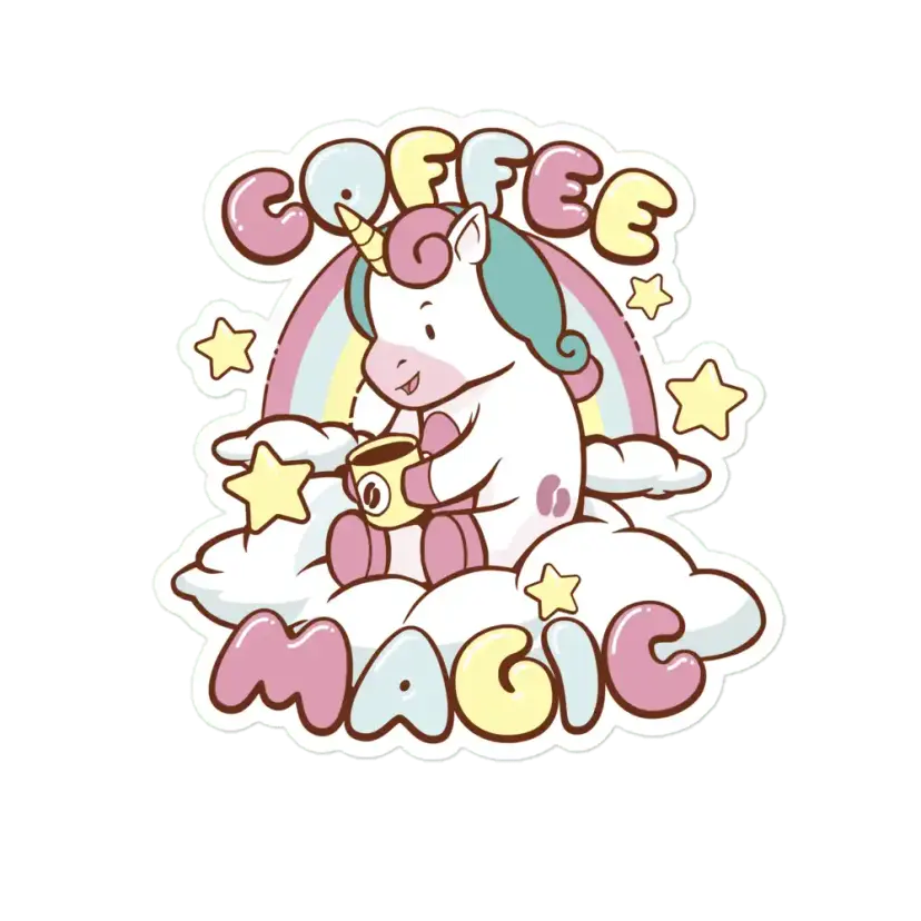 Coffee Magic Unicorn Sticker
