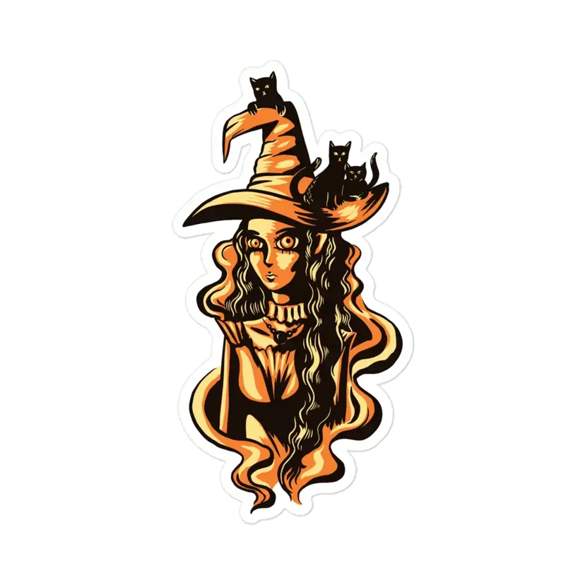 Witch and Cats Sticker