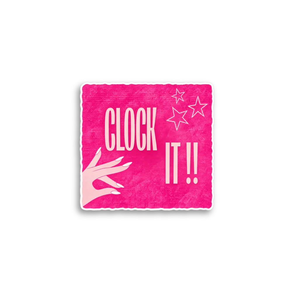 Clock It Pink Sticker