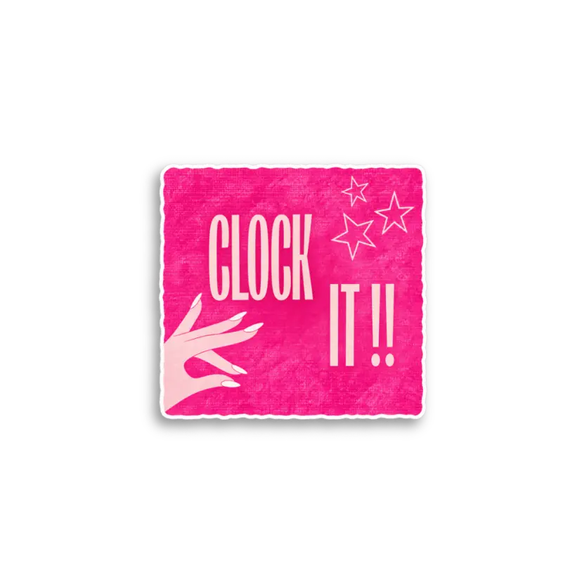 Clock It Pink Sticker