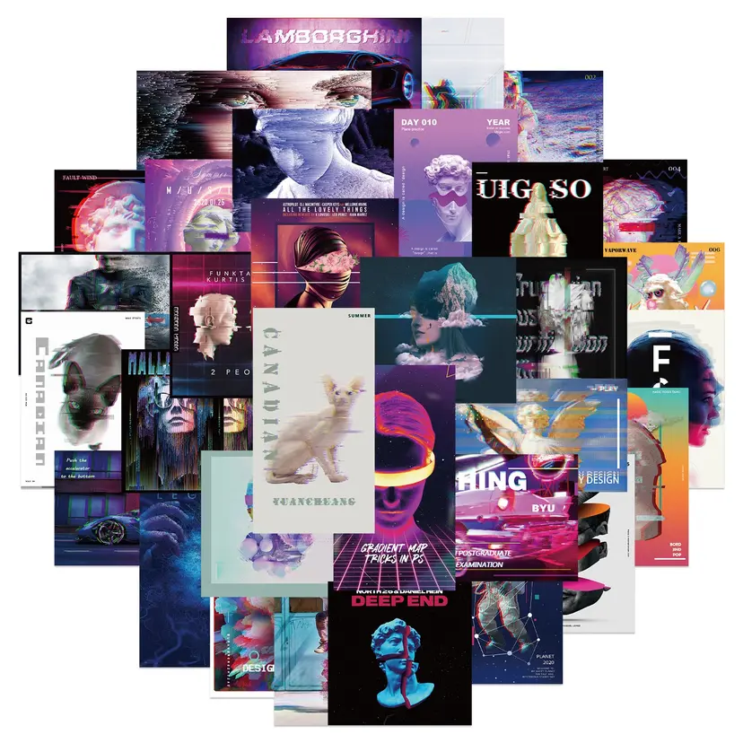 Vaporwave INS Punk Girl Style Stickers Set of 50
