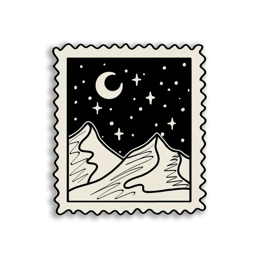 Desert Night Sky Postage Stamp Sticker