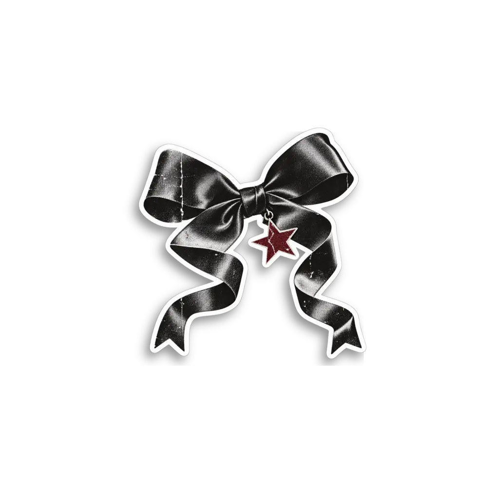 Black Ribbon Bow Sticker