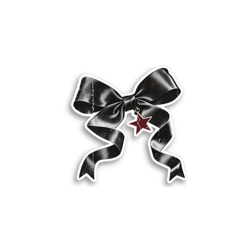 Black Ribbon Bow Sticker