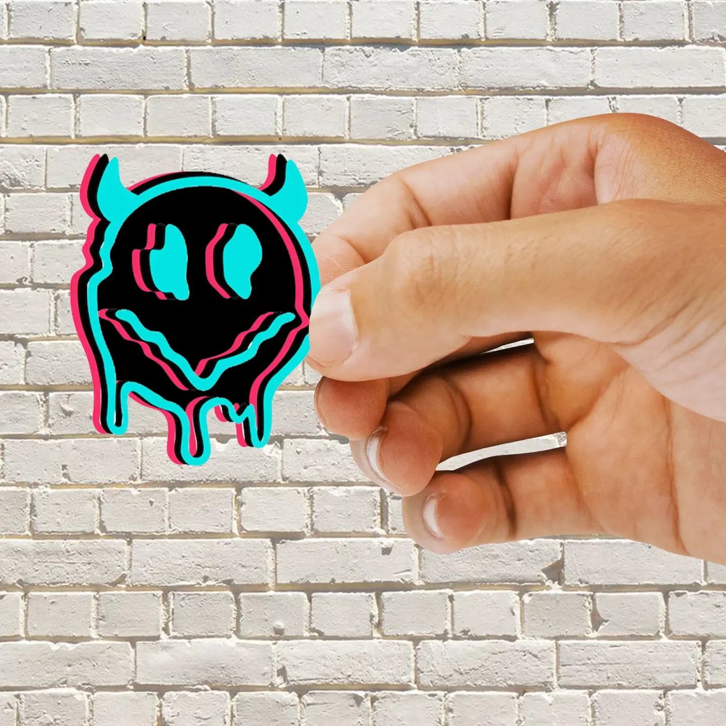 Neon Trippy Smile Sticker