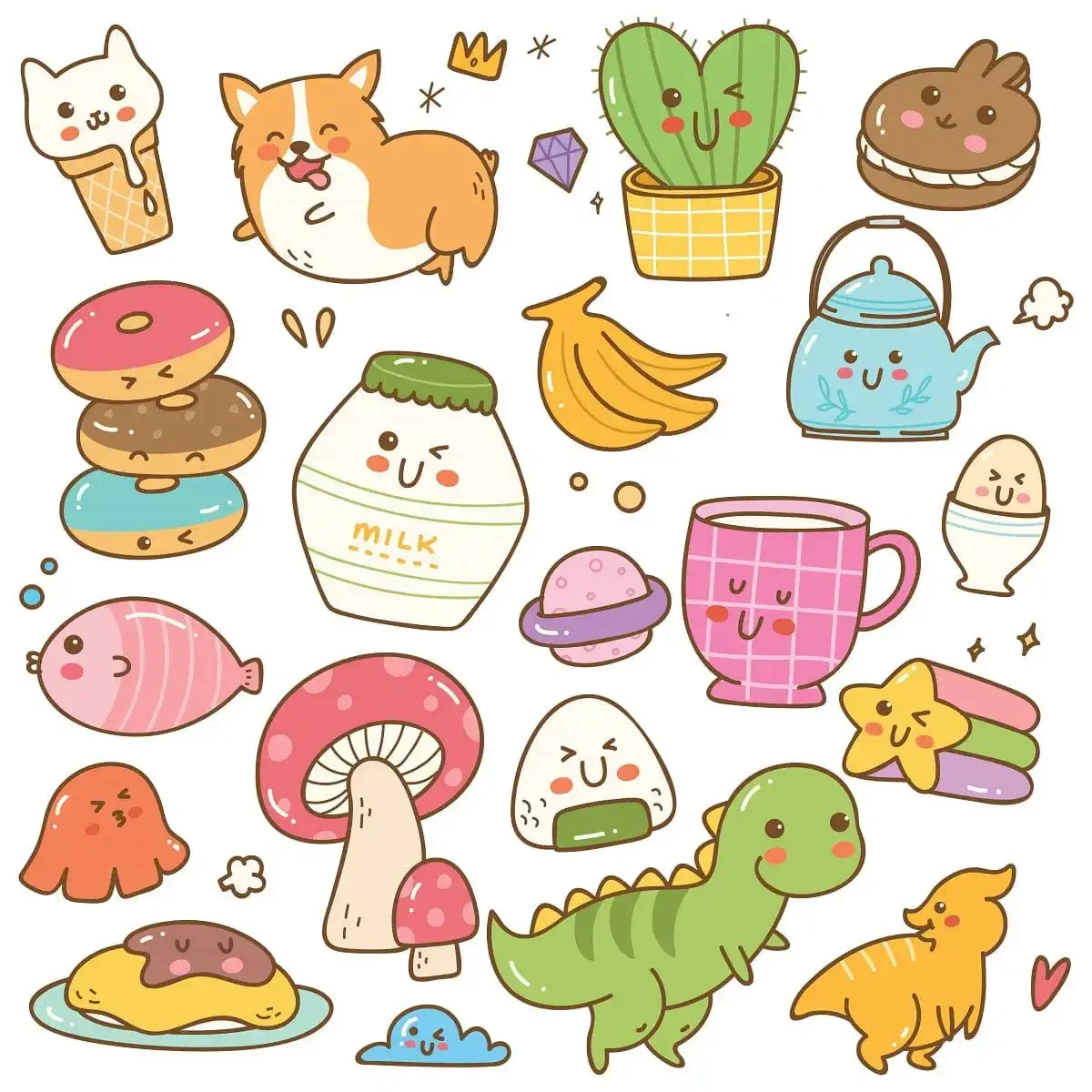 Kawaii Doodle Stickers Set