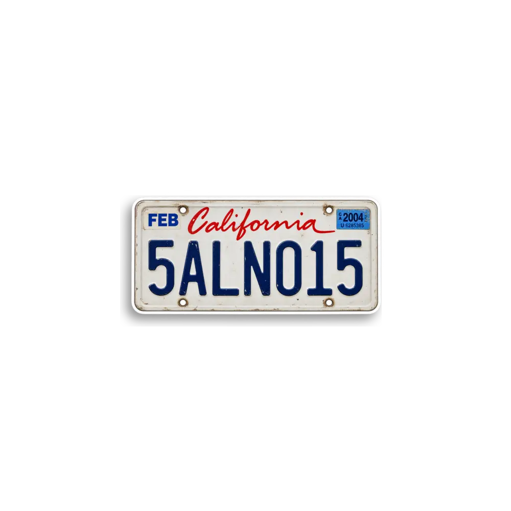 California 5ALN015 Plate Sticker