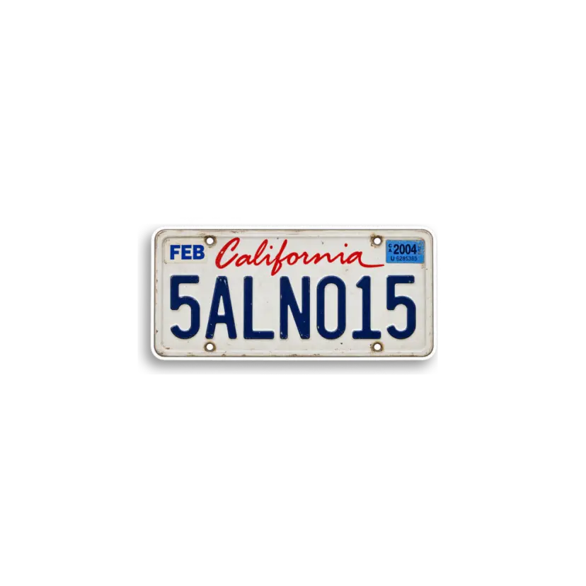 California 5ALN015 Plate Sticker
