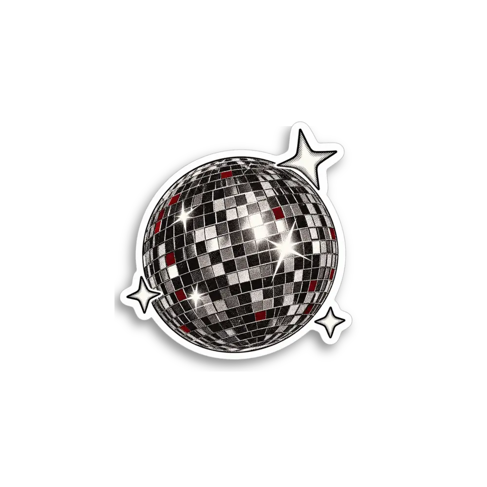 Silver Disco Ball Sticker