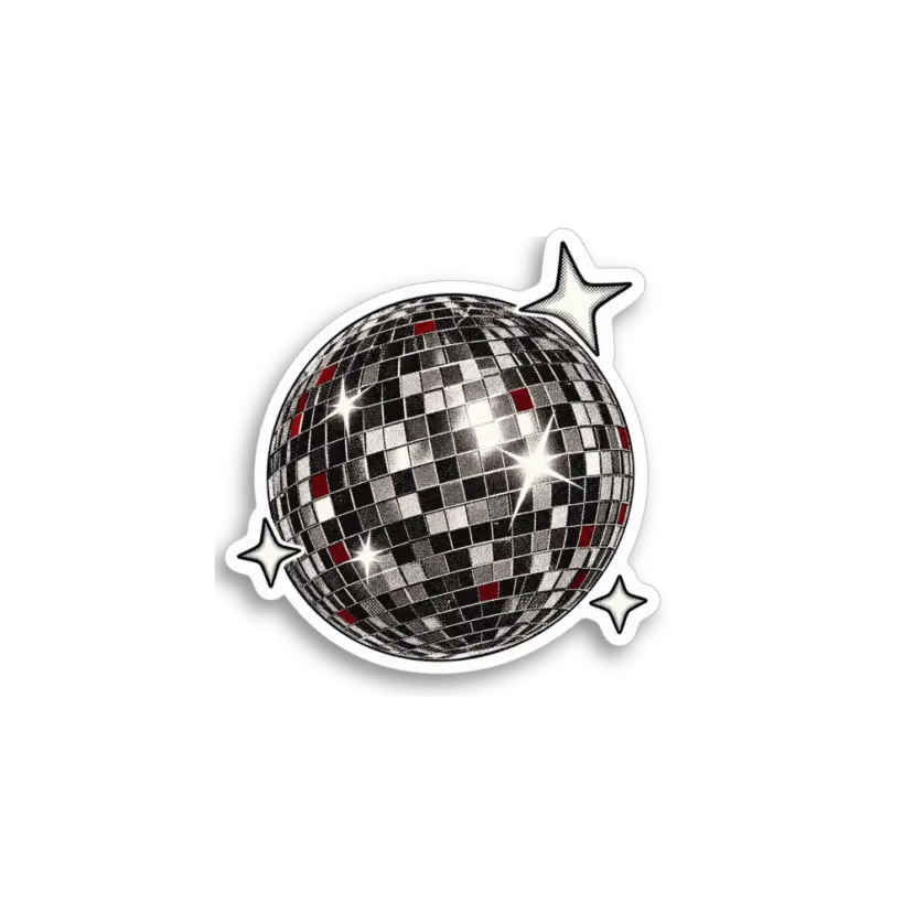 Silver Disco Ball Sticker