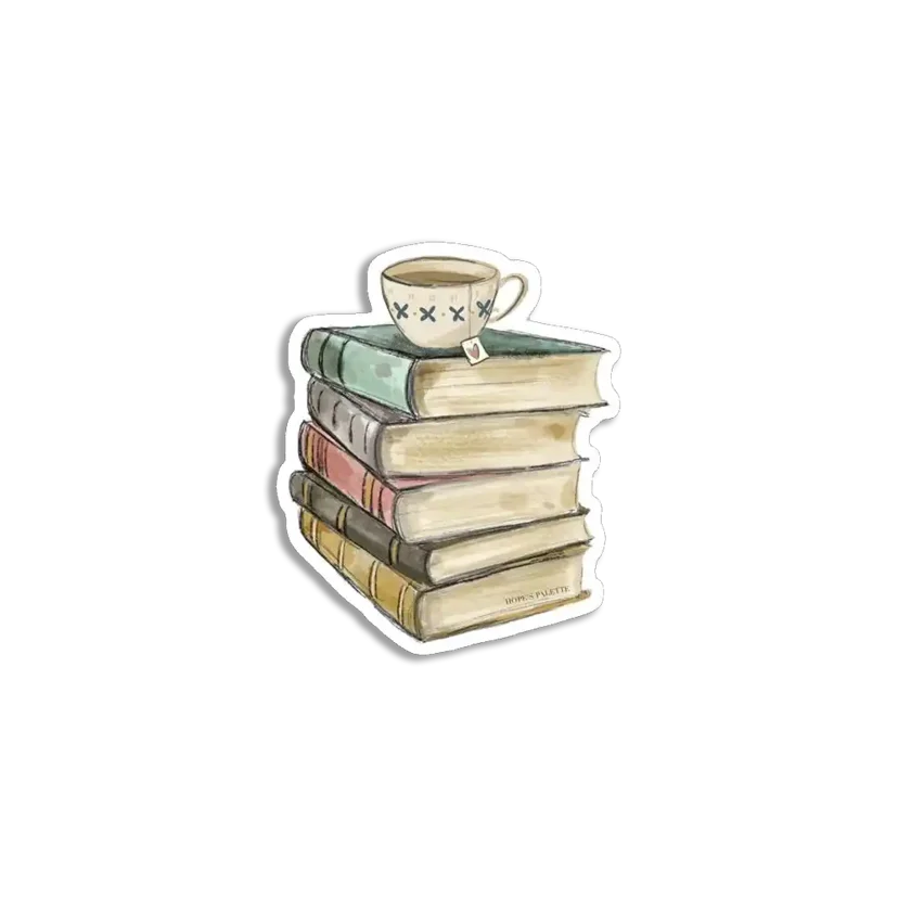 Books and Coffee Sticker