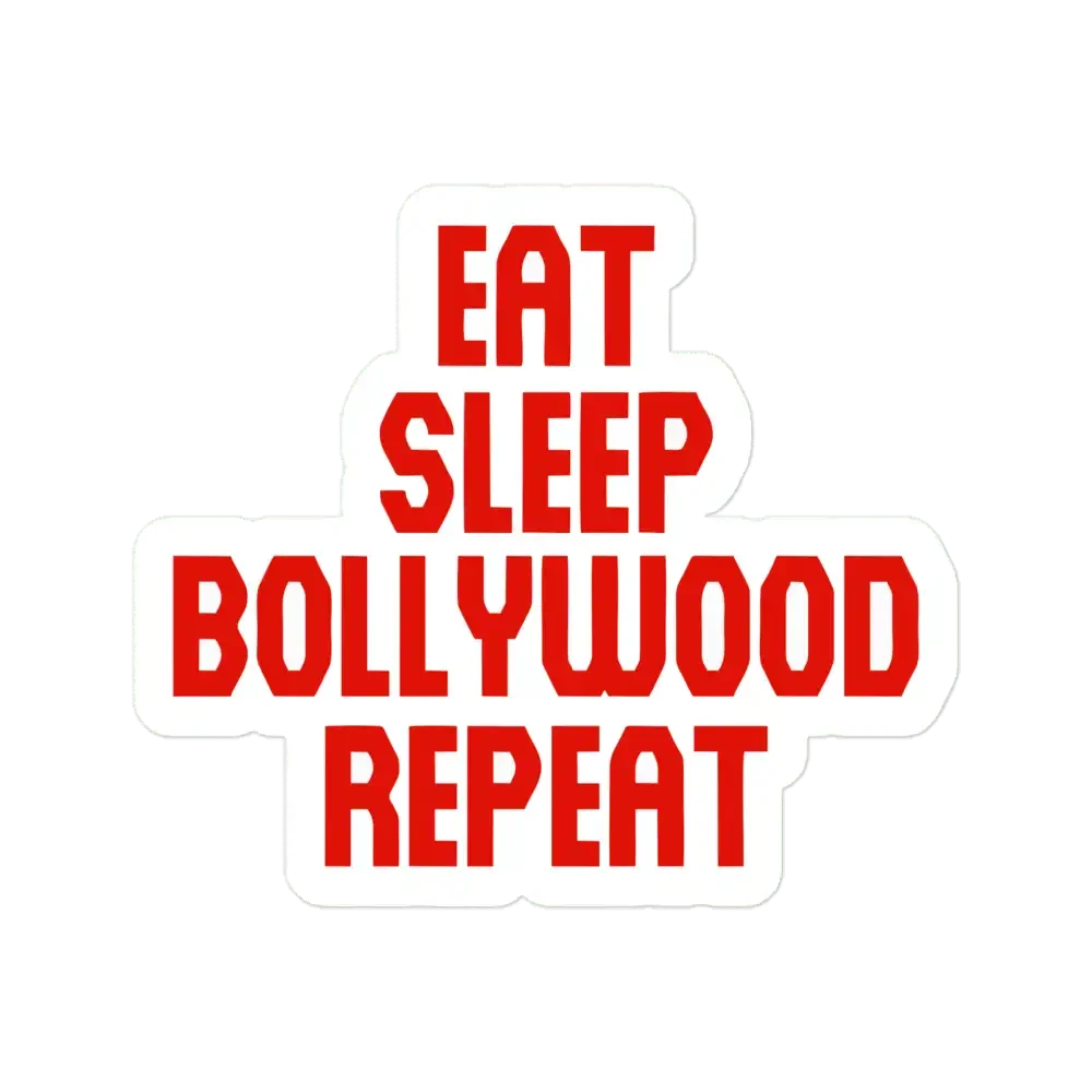 Eat Sleep Bollywood Repeat Red Yellow Sticker