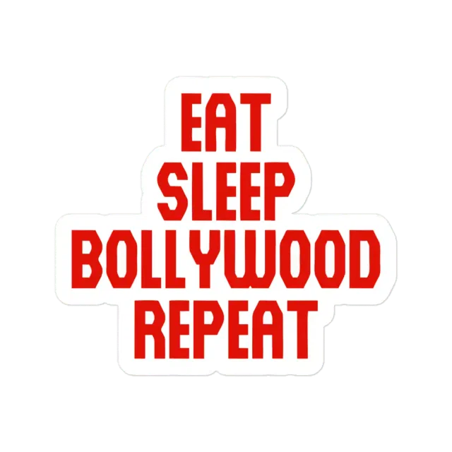 Eat Sleep Bollywood Repeat Red Yellow Sticker