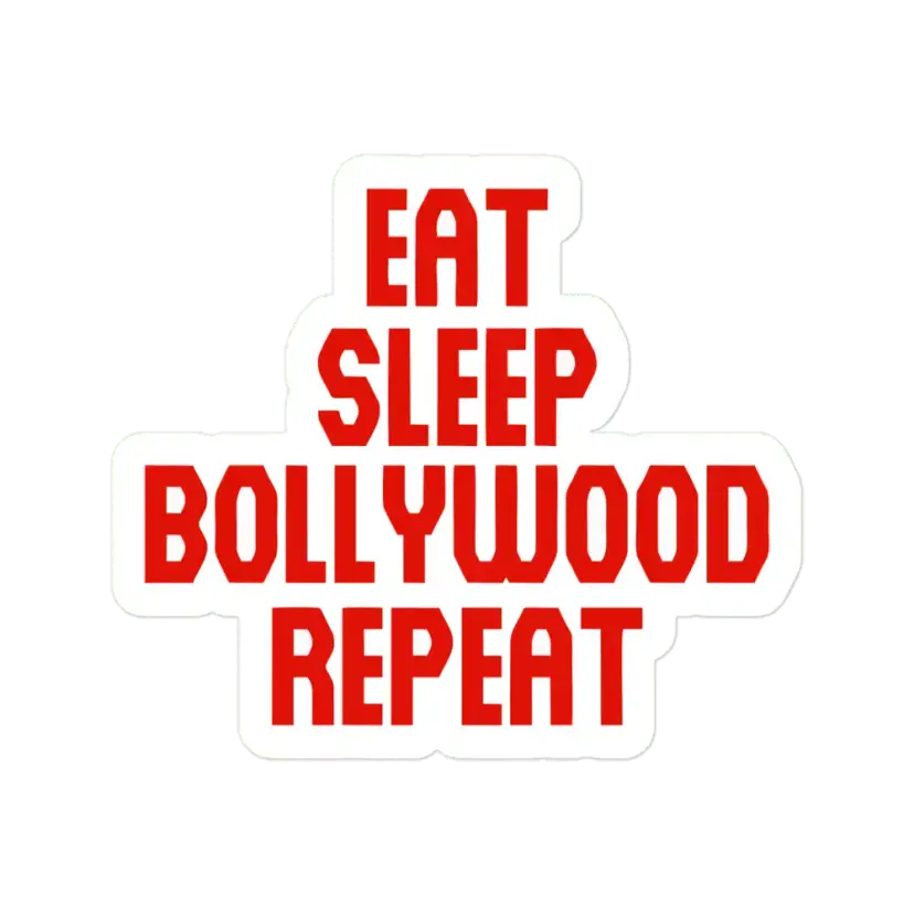 Eat Sleep Bollywood Repeat Red Yellow Sticker