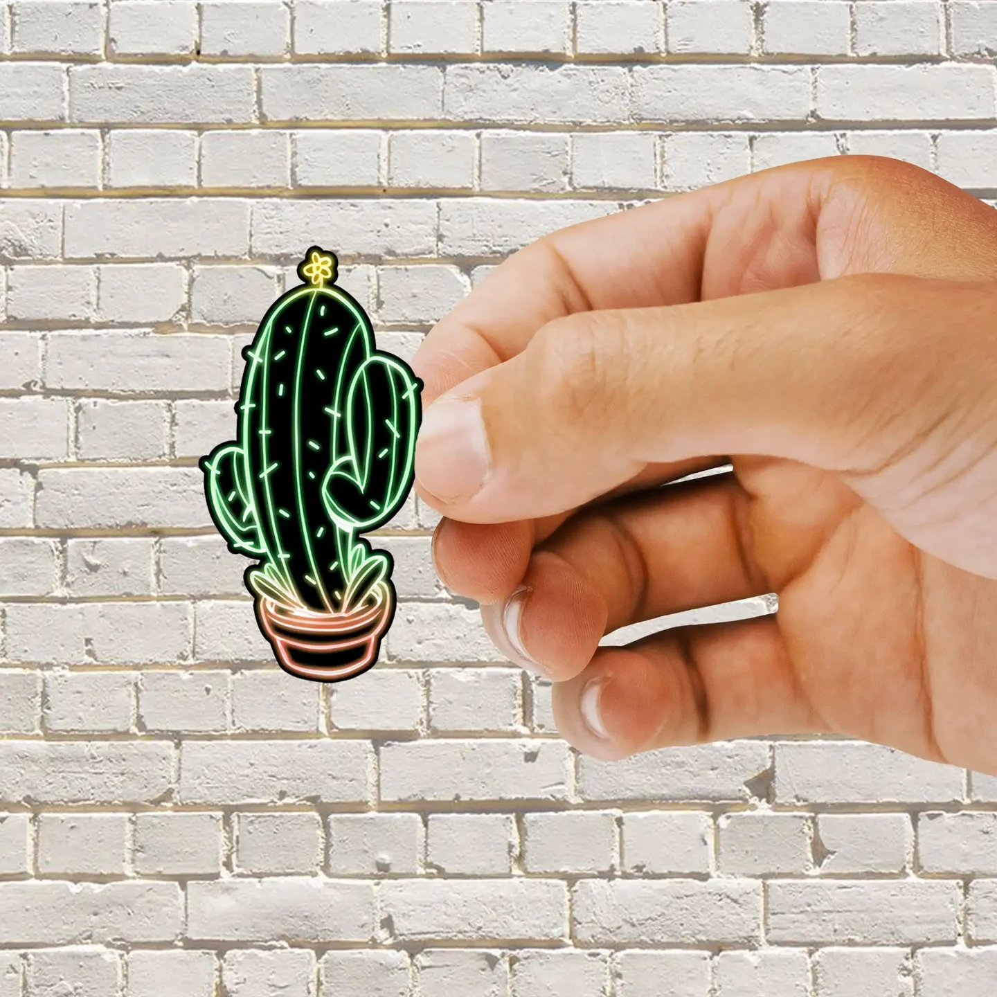 Neon Cactus Sticker