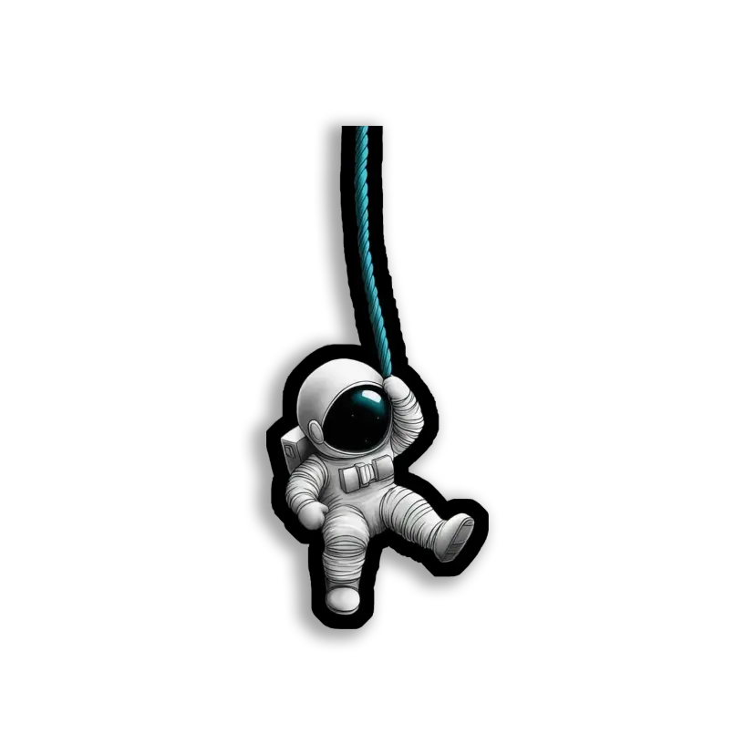 Astronaut Hanging On a Rope Sticker