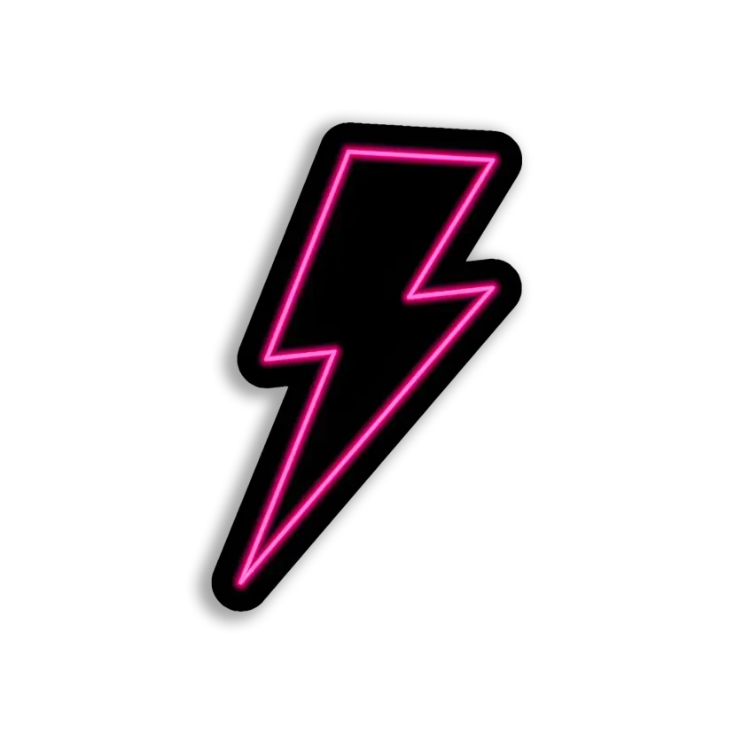 Pink Neon Lightning Bolt Sticker